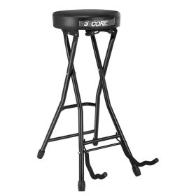 5 Core Guitar Stool ‚Ä¢ w Comfortable Padded Seat ‚Ä¢ Foot Rest ‚Ä¢ Guitar Holder w 300 Lbs Capacity - GSTOOL BLK