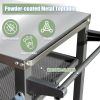 3-Shelf Outdoor Grill Table, Grill Cart with Wheels, Outdoor Pizza Oven and Food Prep Table, Blackstone Table with Stainless Steel Tabletop, Grill Sta