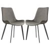 2 PCS Faux Leather Dining Chairs, Mid Century Modern Leisure Upholstered Chair with Metal Legs for Kitchen Living Room Grey