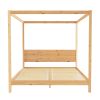Modern Minimalist Boho King Canopy Bedframe ‚Äì Natural Pine
