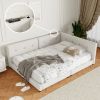 Upholstered Queen Size platform bed with USB Ports, Beige(Expected Arrival Time: 7.8)