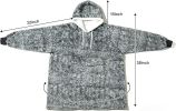 Qeils Oversized Wearable Blanket Hoodie, Comfy Sherpa Sweatshirt Pullover Jacket (Large Pocket, Heather DarkGrey, Adult)