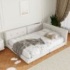 Upholstered Queen Size platform bed with USB Ports, Beige(Expected Arrival Time: 7.8)