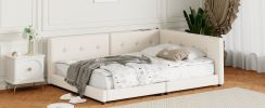 Upholstered Queen Size platform bed with USB Ports, Beige(Expected Arrival Time: 7.8)