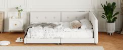 Upholstered Queen Size platform bed with USB Ports, Beige(Expected Arrival Time: 7.8)