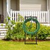 Garden Hose Holder for Outside, Upgraded Freestanding Water Hose Holder with 4 Spikes, Heavy Duty Rust-Resistant Metal Garden Hose Storage Stand for O