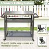 3-Shelf Outdoor Grill Table, Grill Cart with Wheels, Outdoor Pizza Oven and Food Prep Table, Blackstone Table with Stainless Steel Tabletop, Grill Sta