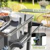 3-Shelf Outdoor Grill Table, Grill Cart with Wheels, Outdoor Pizza Oven and Food Prep Table, Blackstone Table with Stainless Steel Tabletop, Grill Sta