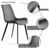 2 PCS Faux Leather Dining Chairs, Mid Century Modern Leisure Upholstered Chair with Metal Legs for Kitchen Living Room Grey