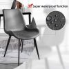 2 PCS Faux Leather Dining Chairs, Mid Century Modern Leisure Upholstered Chair with Metal Legs for Kitchen Living Room Grey