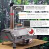 Stainless Steel Pizza Oven Outdoor 12" Automatic Rotatable Pizza Ovens,Portable Wood Fired Pizza Oven Pizza Maker with Timer, Built-in Thermometer,Piz