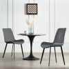 2 PCS Faux Leather Dining Chairs, Mid Century Modern Leisure Upholstered Chair with Metal Legs for Kitchen Living Room Grey