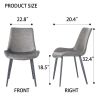 2 PCS Faux Leather Dining Chairs, Mid Century Modern Leisure Upholstered Chair with Metal Legs for Kitchen Living Room Grey
