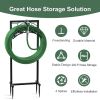 Garden Hose Holder for Outside, Upgraded Freestanding Water Hose Holder with 4 Spikes, Heavy Duty Rust-Resistant Metal Garden Hose Storage Stand for O