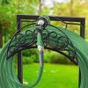 Garden Hose Holder for Outside, Upgraded Freestanding Water Hose Holder with 4 Spikes, Heavy Duty Rust-Resistant Metal Garden Hose Storage Stand for O