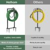 Garden Hose Holder for Outside, Upgraded Freestanding Water Hose Holder with 4 Spikes, Heavy Duty Rust-Resistant Metal Garden Hose Storage Stand for O