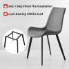 2 PCS Faux Leather Dining Chairs, Mid Century Modern Leisure Upholstered Chair with Metal Legs for Kitchen Living Room Grey