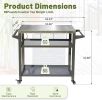 3-Shelf Outdoor Grill Table, Grill Cart with Wheels, Outdoor Pizza Oven and Food Prep Table, Blackstone Table with Stainless Steel Tabletop, Grill Sta