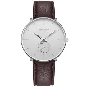 2023 Mens Fashion Minimalist Watches Men Business Casual Quartz Watch Simple Male Stainless Steel Mesh Band Clock reloj hombre (Color: Leather Brown White)