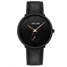 2023 Mens Fashion Minimalist Watches Men Business Casual Quartz Watch Simple Male Stainless Steel Mesh Band Clock reloj hombre (Color: Leather Black Rose)