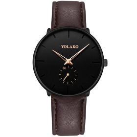 2023 Mens Fashion Minimalist Watches Men Business Casual Quartz Watch Simple Male Stainless Steel Mesh Band Clock reloj hombre (Color: Leather Brown Rose)