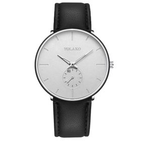 2023 Mens Fashion Minimalist Watches Men Business Casual Quartz Watch Simple Male Stainless Steel Mesh Band Clock reloj hombre (Color: Leather Black White)