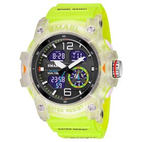 Waterproof Double Display Electronic Quartz Watch (Color: Fluorescent green)