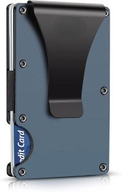 Minimalist Wallet for Men; ARW Metal Money Clip Wallet; RFID Blocking Aluminum Slim Cash Credit Card Holder (Color: navy blue)